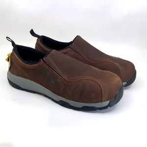 Nautilus men’s steel toe work shoes, slip on ESD, size 12 wide, brown N1657